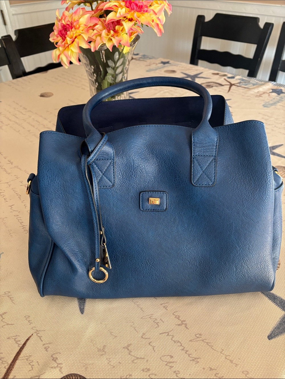 Mellow World Blue Leather Top-Handle Purse NWT